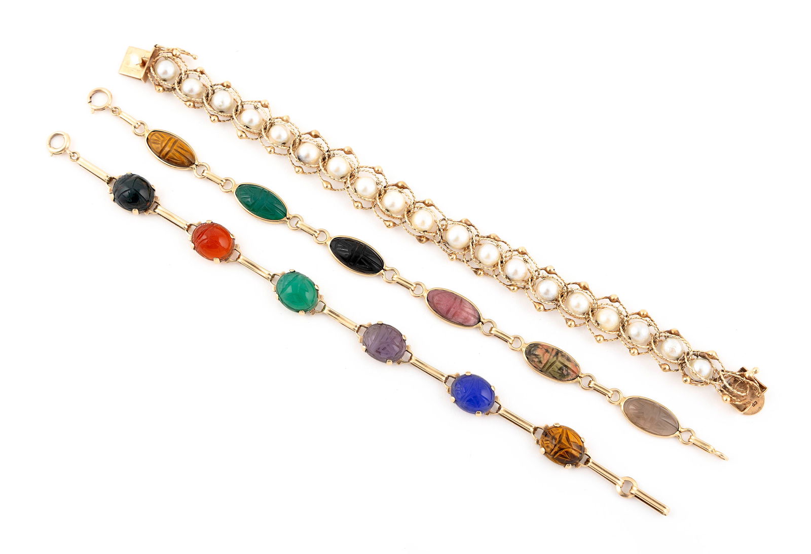 THREE 14KT YELLOW GOLD BRACELETS Approx. 25.14 total dwt. (1 of 1)