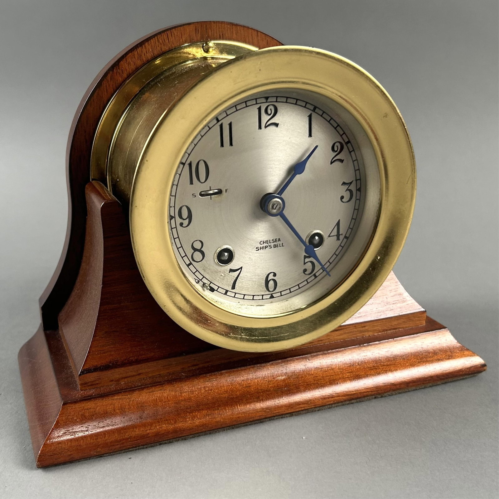 CHELSEA CLOCK CO. SHIP'S BELL CLOCK Boston, Mid-20th Century Height 6.5". Dial diameter 3.75". (1 of 2)