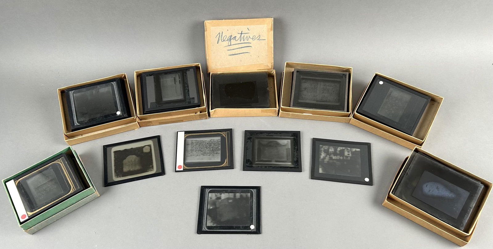 SEVEN BOXES OF GLASS PLATE PHOTOGRAPHS Late 19th Century Each plate 3.25" x 4". (1 of 5)