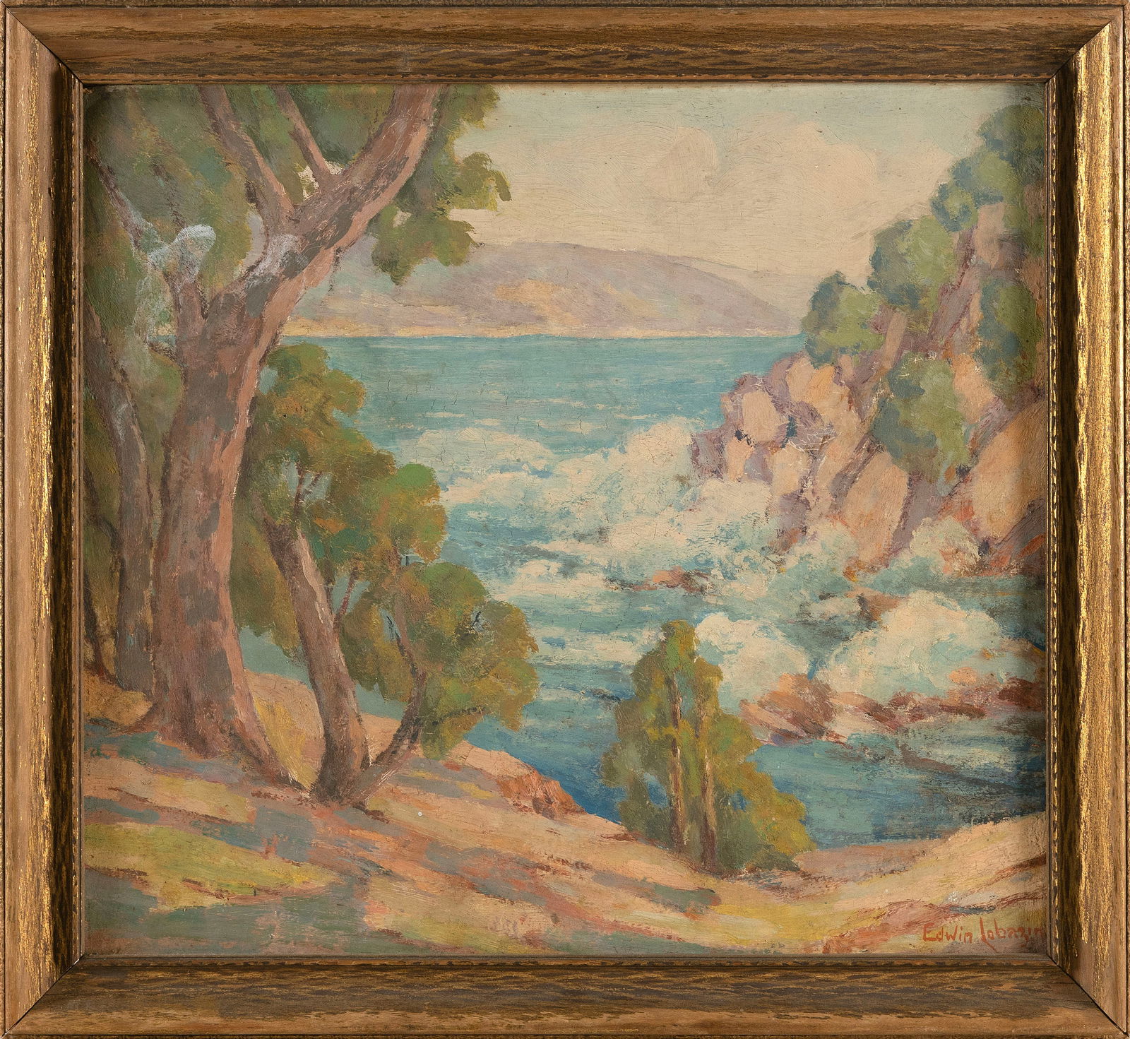 EDWIN ADALBERT LOBAZIN (California/Ohio, 1883-1957), "Point Lobos, California"., Oil on artist (1 of 2)