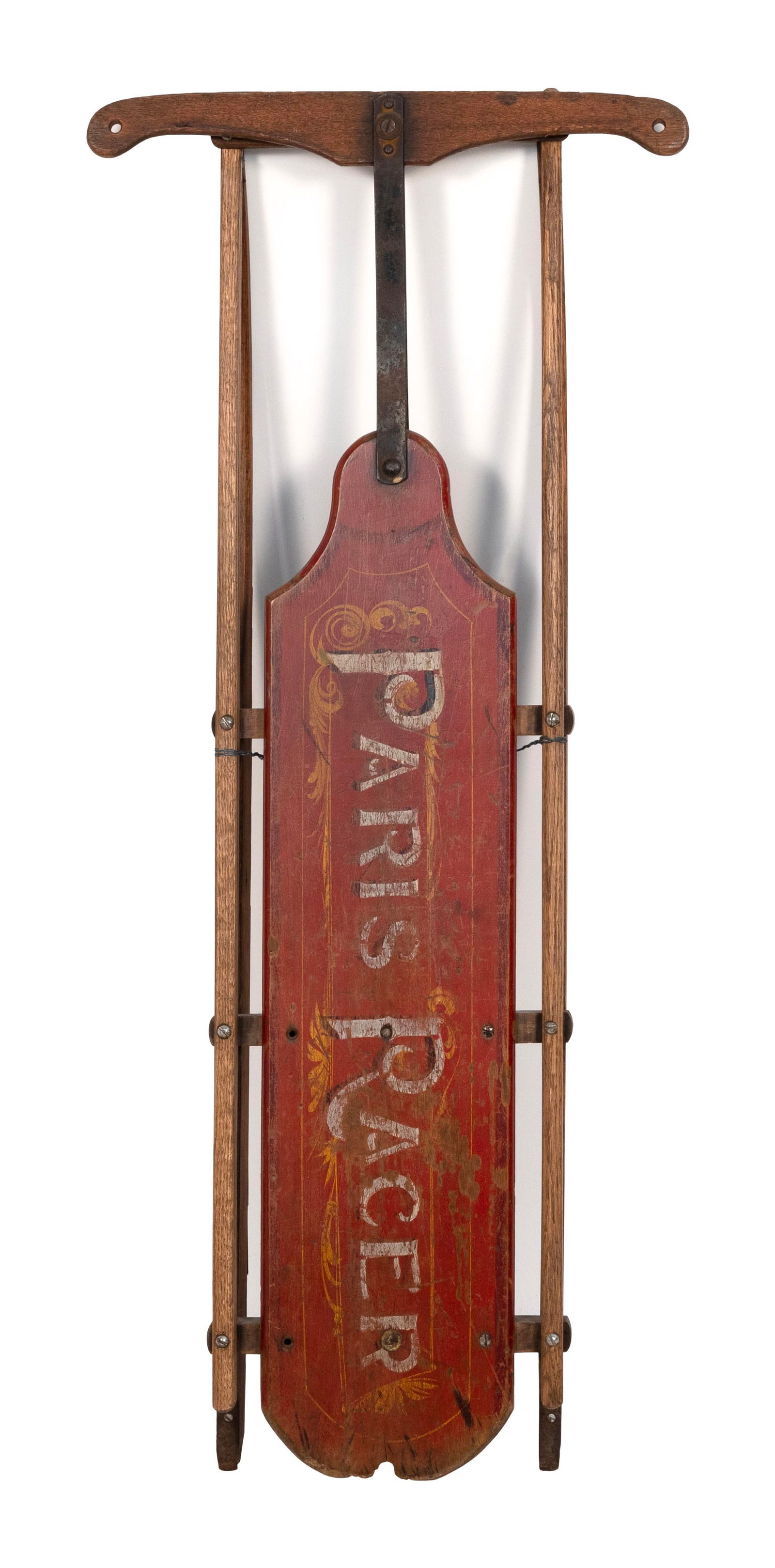 PAINTED WOODEN SLED Early 20th Century Length 48". (1 of 2)