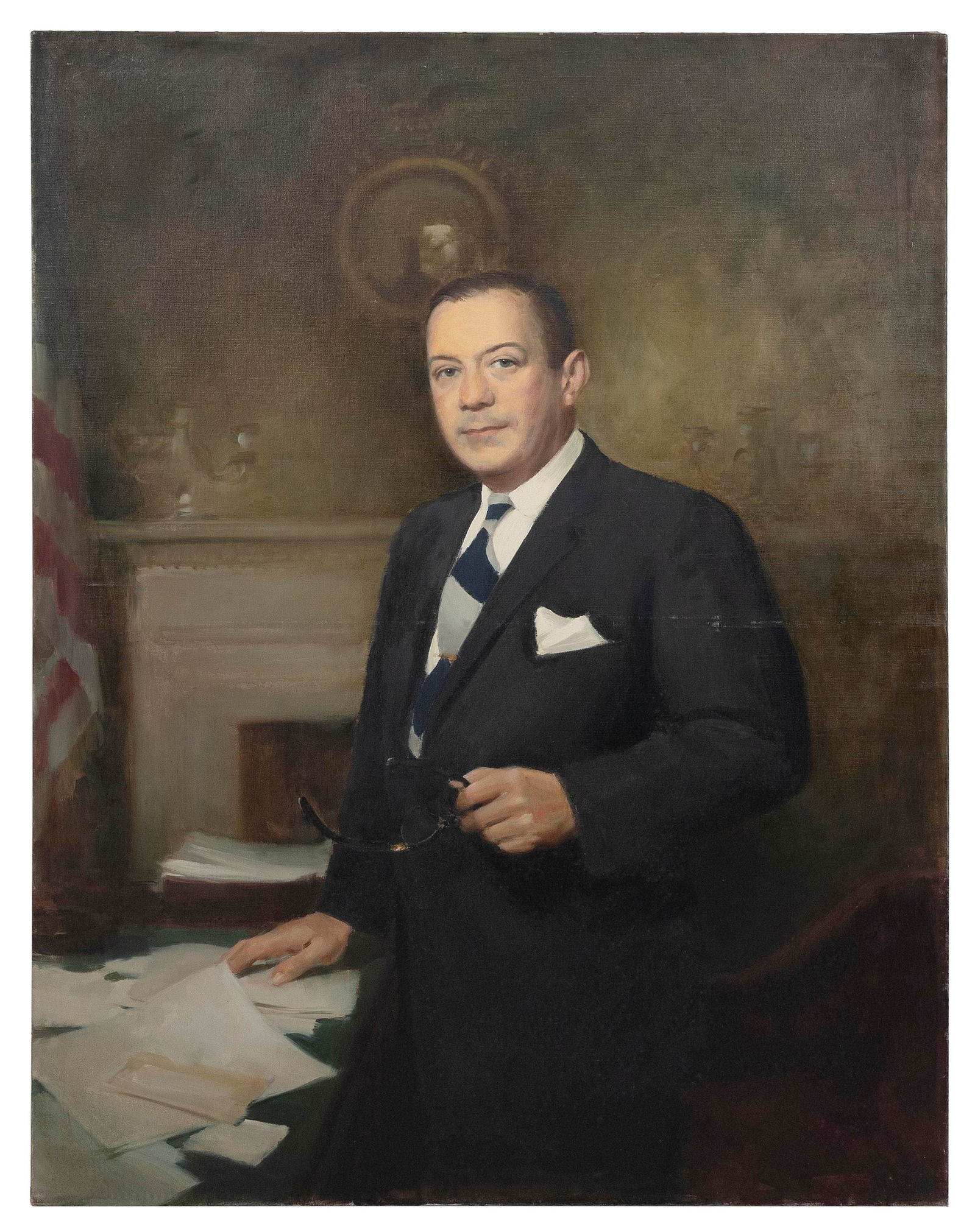 SAMUEL EDMUND OPPENHEIM (New York/Florida, 1901-1992), "Mayor Robert E. Wagner of NYC"., Oil on (1 of 1)