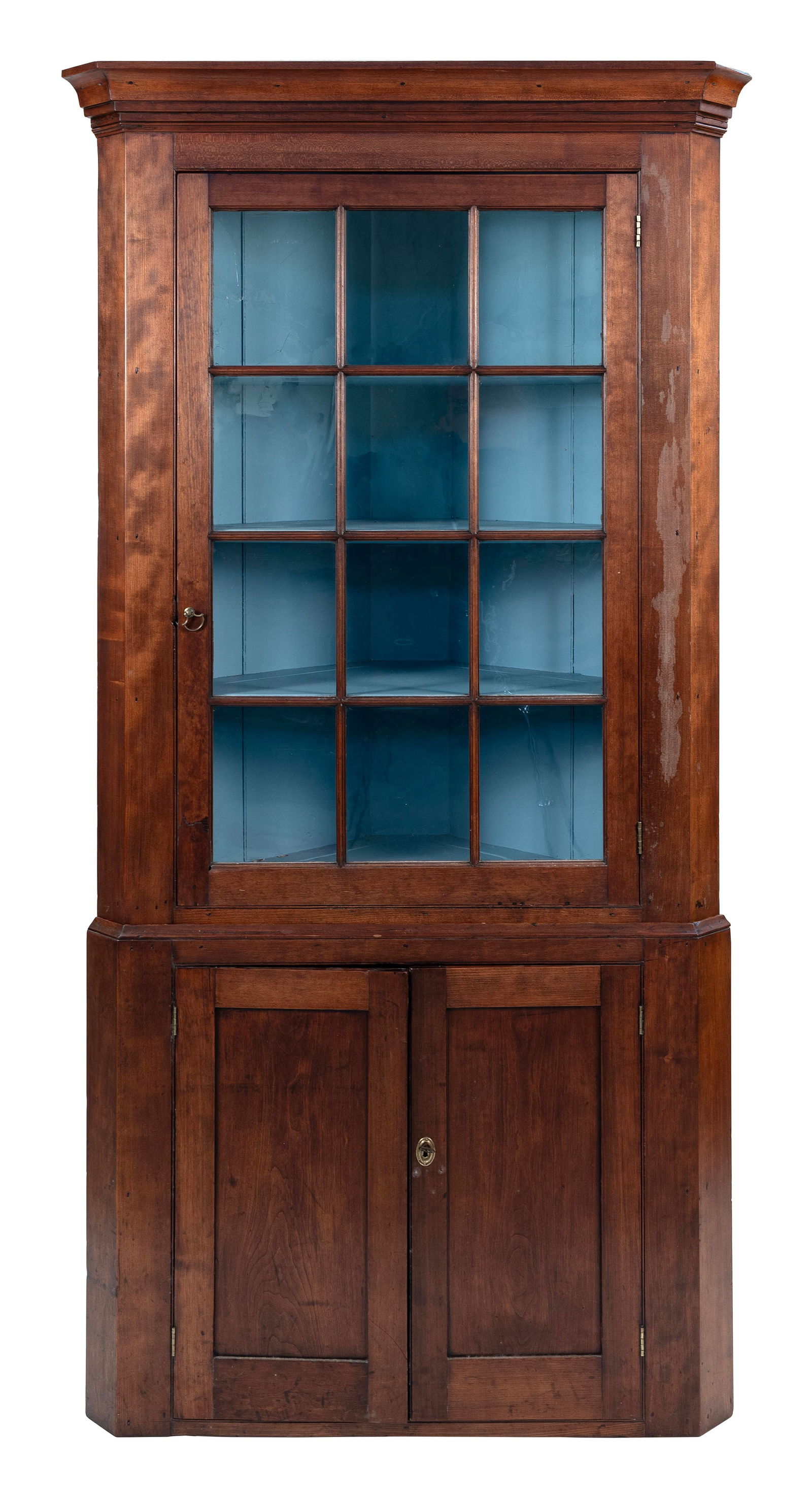 TWO-PART CORNER CUPBOARD 19th Century Height 84". Width 43". Takes a 25" corner. (1 of 1)