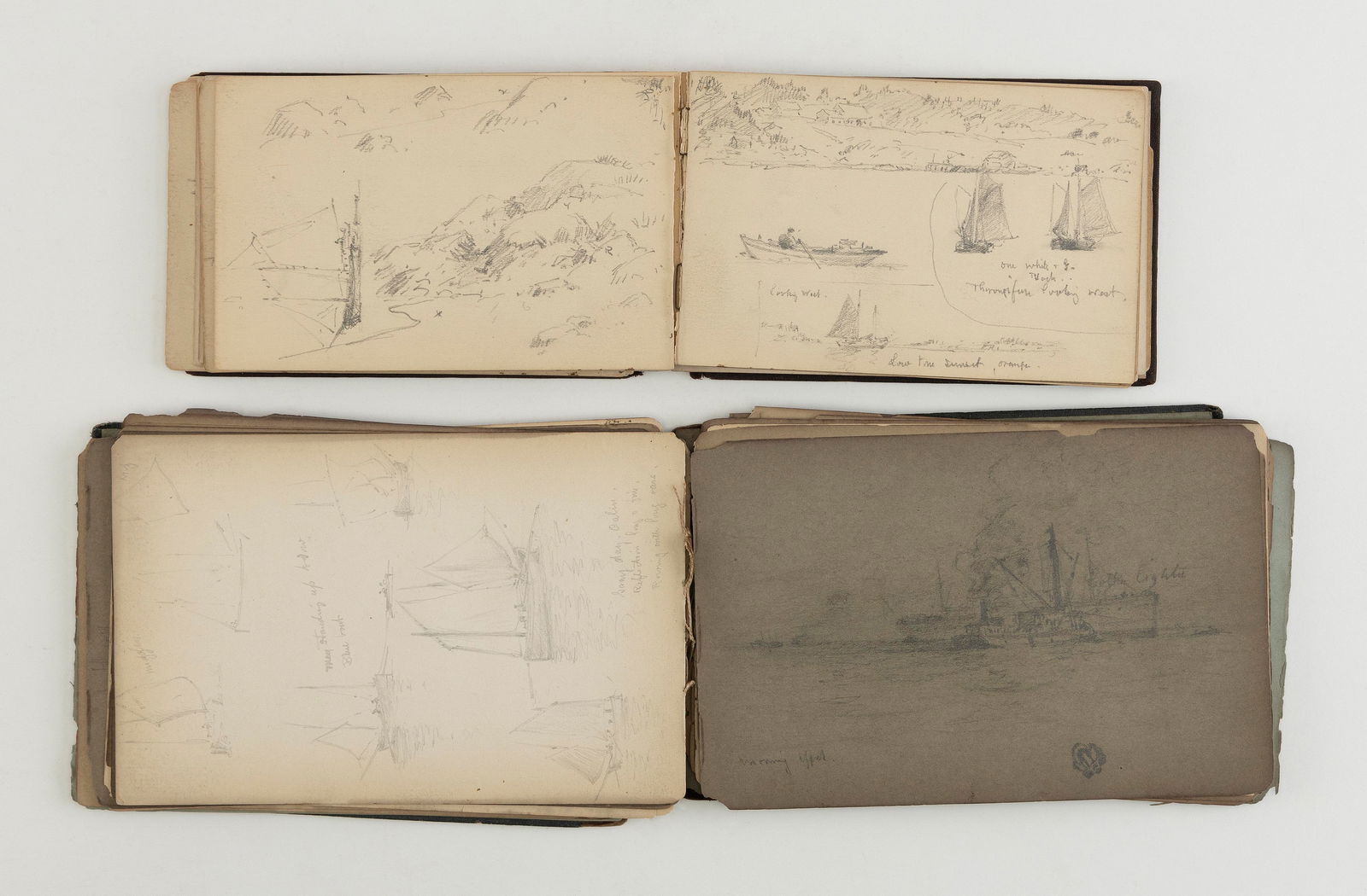 HENDRICKS A. HALLETT (Massachusetts, 1847-1921), Two pocket sketchbooks., Largest 4.5" x 6.75". (1 of 3)
