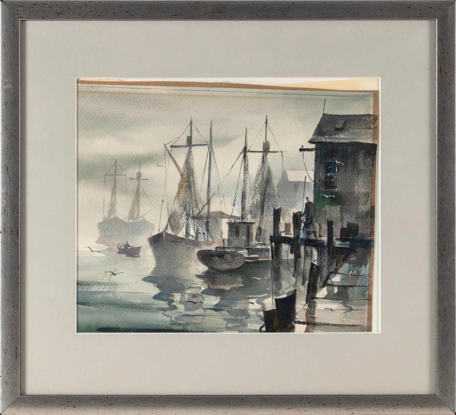 JOHN CUTHBERT HARE (Massachusetts/Florida, 1908-1978), Foggy harbor., Watercolor on paper, 10.25" x (1 of 2)