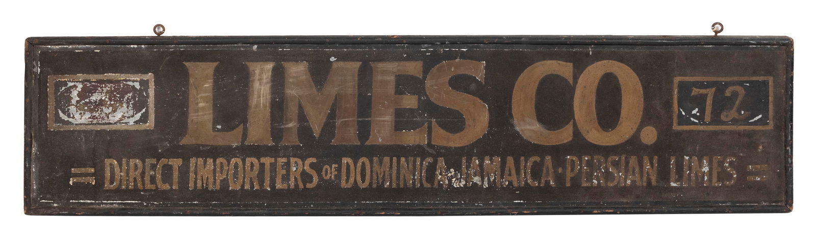 LIMES CO. TRADE SIGN Last Quarter of the 19th Century Height 16.25". Length 68.25". (1 of 1)