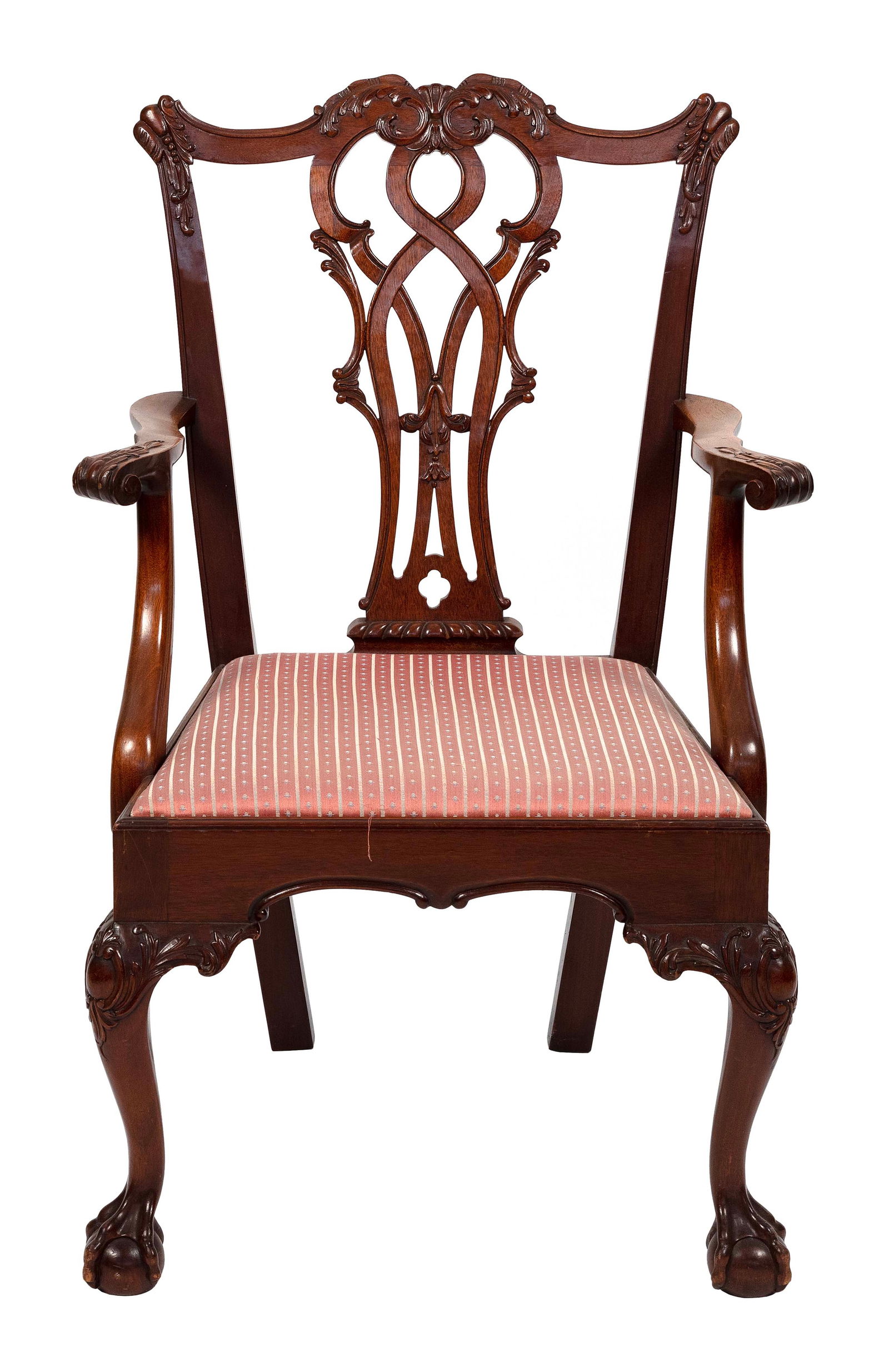 GEORGIAN-STYLE ARMCHAIR Early 20th Century Back height 38”. Seat height 17.5”. (1 of 1)