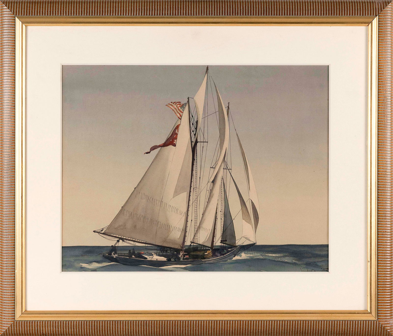 SANDOR BERNATH (New York/Maine/Hungary/Honduras, 1892-1984), Yachting scene., Watercolor, 15.75" x: SANDOR BERNATHNew York/Maine/Hungary/Honduras, 1892-1984Yachting scene. Signed lower right "Sandor Bernath".Watercolor, 15.75" x 20". Framed 26" x 31".