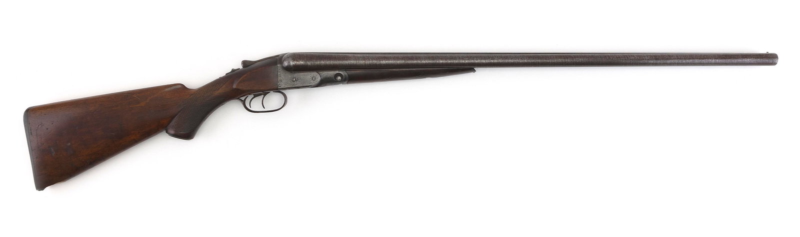 PARKER BROTHERS P GRADE DAMASCUS SHOTGUN 19th Century Length of barrel 30". Total length 46.25".: PARKER BROTHERS P GRADE DAMASCUS SHOTGUN 19th Century 12-ga., Serial #74611. Original butt pad. Length of barrel 30". Total length 46.25".
