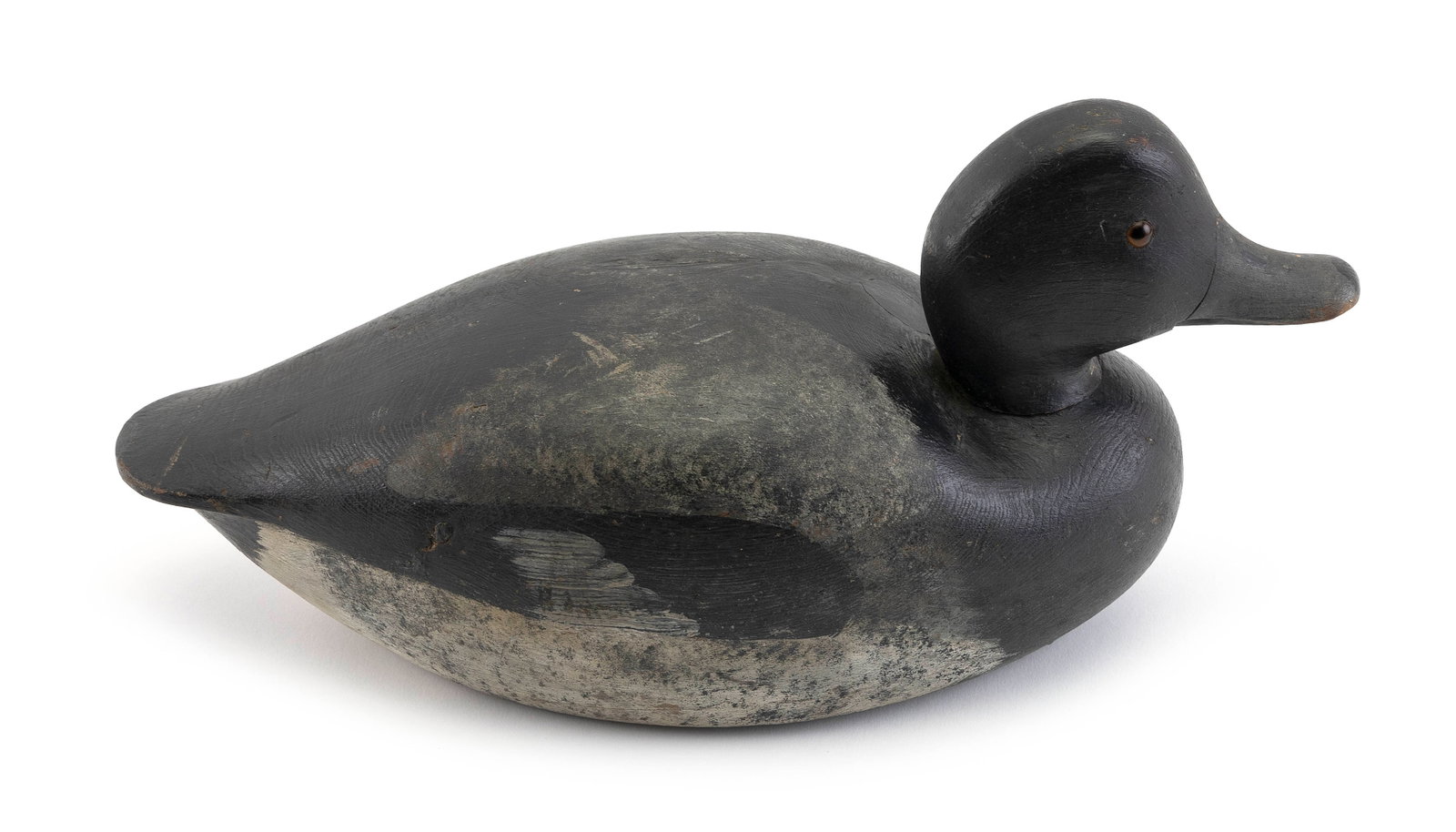 KEYES CHADWICK BLUEBILL DRAKE DECOY Oak Bluffs, Martha's Vineyard, Massachusetts, 1865-1958 Length: KEYES CHADWICK BLUEBILL DRAKE DECOY Oak Bluffs, Martha's Vineyard, Massachusetts, 1865-1958 Glass eyes. Length 14".