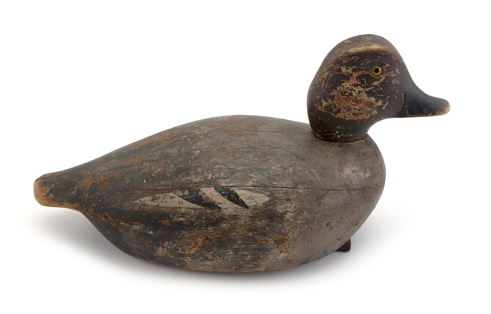 RUSS BURR GOLDENEYE HEN DECOY Hingham, Massachusetts, 1887-1955 Length 14".: RUSS BURR GOLDENEYE HEN DECOY Hingham, Massachusetts, 1887-1955 Glass eyes. Length 14".
