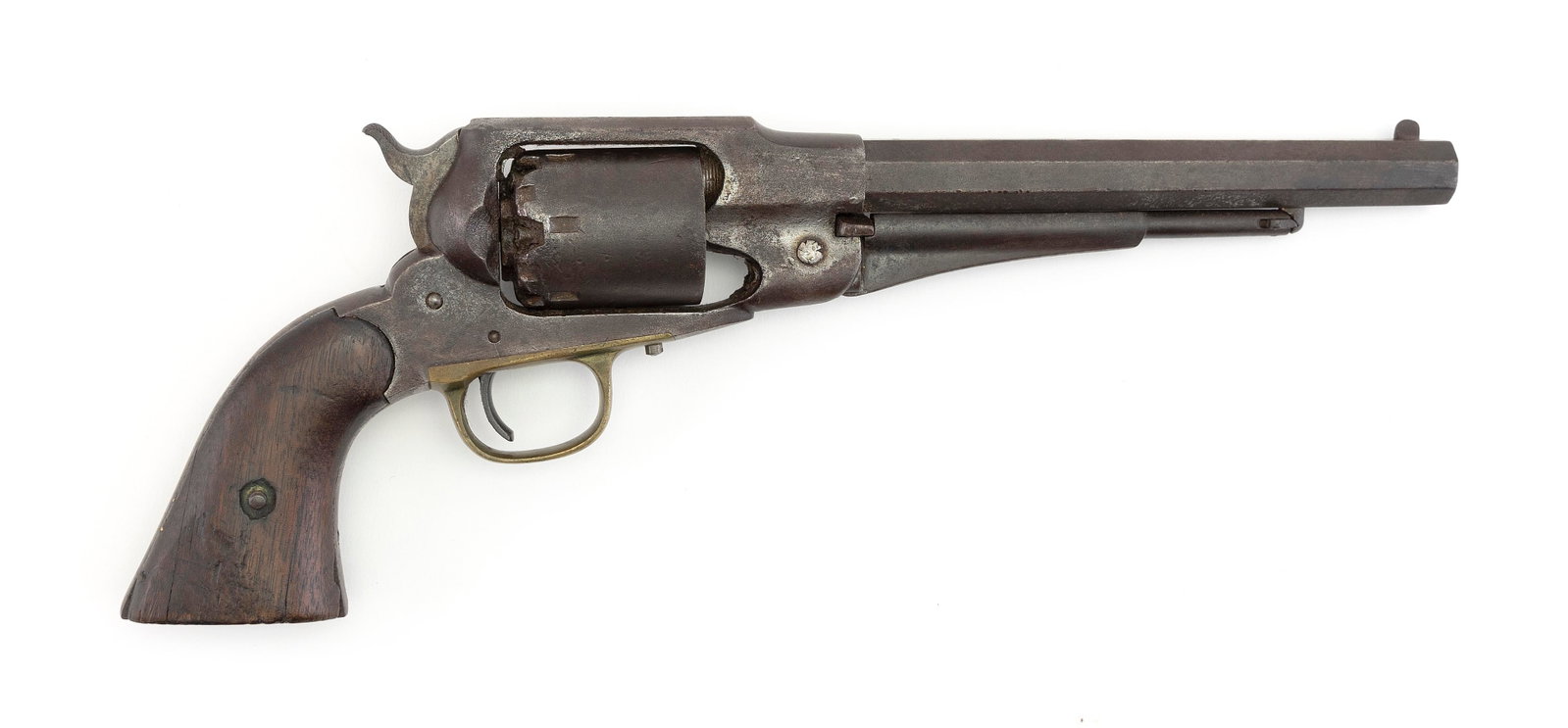 REMINGTON NEW MODEL ARMY 1858 REVOLVER 19th Century Length of barrel 8". Total length 14".: REMINGTON NEW MODEL ARMY 1858 REVOLVER 19th Century .44 cal., Serial #46757. Length of barrel 8". Total length 14".