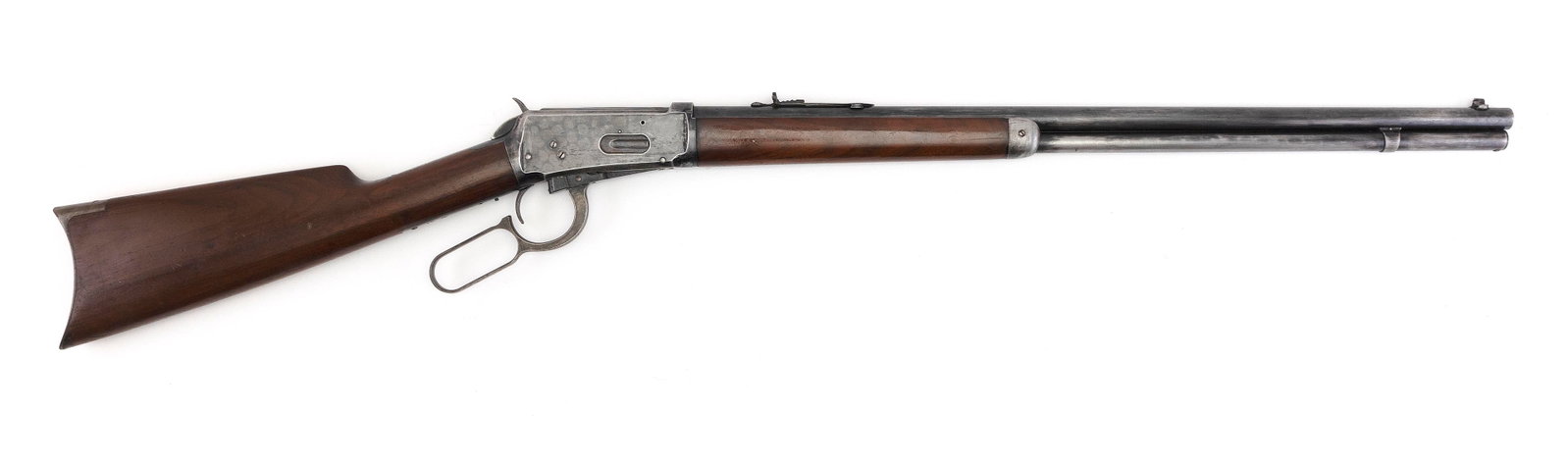 * WINCHESTER MODEL 1894 RIFLE Circa 1895 Length of barrel 26". Total length 44".: * WINCHESTER MODEL 1894 RIFLE Circa 1895 .30 cal., Serial #22164. Blued finish scrubbed to silver. *This lot will only be delivered to holders of a Federal Firearms Dealer's License. Please be aware o