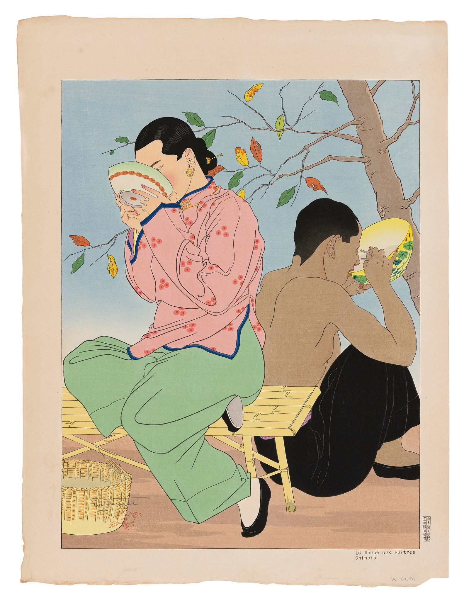 PAUL JACOULET (France/Japan, 1902-1960), La Soupe aux Huitres. "Chinois" (#96)., Woodblock print, (1 of 2)