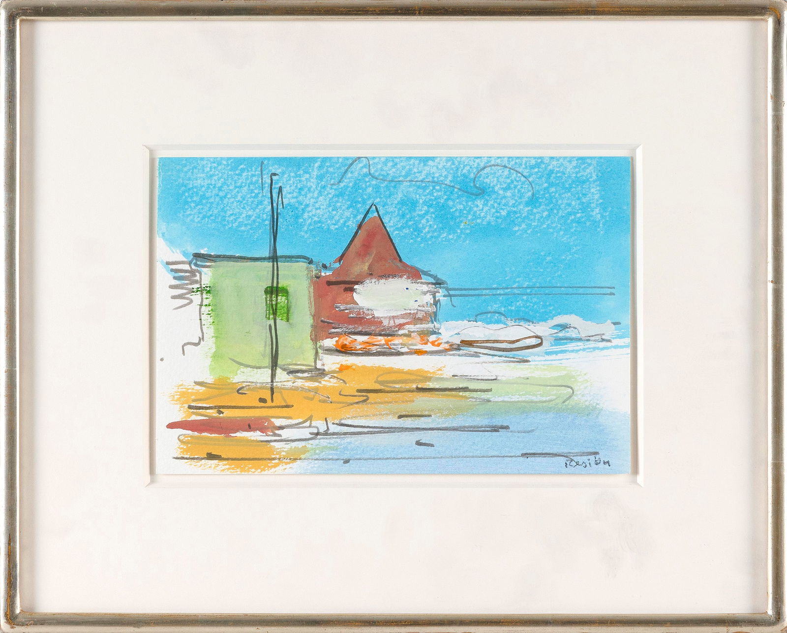 PAUL RESIKA (New York, 1928-), Calabash Beach, #16., Gouache on paper, 6" x 9". Framed 12" x 15".