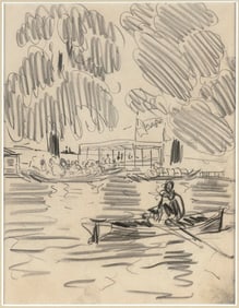 GEORGE BENJAMIN LUKS (New York, 1867-1933), "The Row Boat [sic]", circa 1922., Conte crayon on