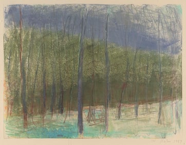 WOLF KAHN (New York/Vermont/Germany, 1927-2020), Tree Sequence #1., Monotype on paper, 12" x 15.75"
