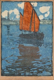 MARGARET JORDAN PATTERSON (Massachusetts, 1867/77-1950), "Torcello", 1919., Color woodcut, 10.5" x