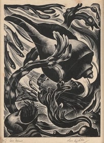 CLARE VERONICA HOPE LEIGHTON (Connecticut/England, 1898-1989), "Sea Forms"., Wood engraving, 6.75" x