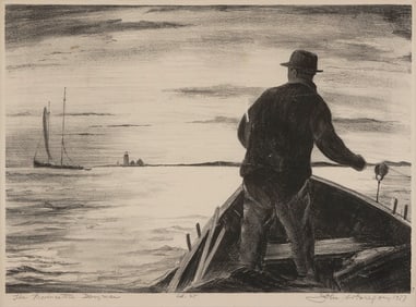 JOHN WORTHINGTON GREGORY (Massachusetts, 1903-1992), "The Provincetown Doryman", 1937., Lithograph,