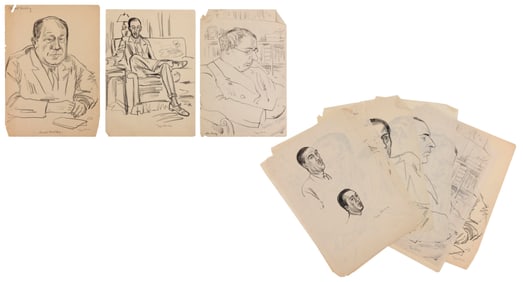 PEGGY BROOK BACON (New York/Maine/Connecticut, 1895-1987), Eleven original portrait studies., Sheets