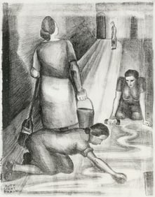 RUTH LIGHT BRAUN (New York/Washington, D.C., 1906-2003), "Office Cleaners", circa 1926., Lithograph,
