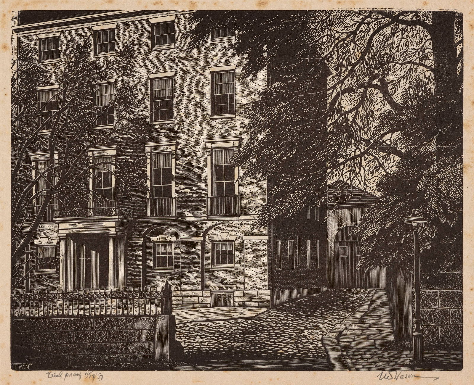 THOMAS WILLOUGHBY NASON (Massachusetts/Connecticut, 1889-1971), Colonial Society, 1957., Wood (1 of 1)