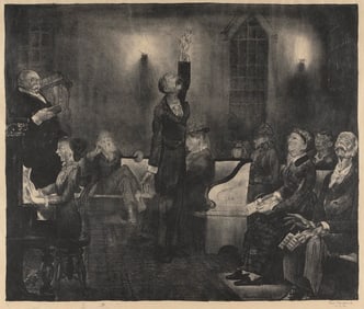 GEORGE WESLEY BELLOWS (New York/Ohio, 1882-1925), "Prayer Meeting, Second Stone", 1916., Lithograph