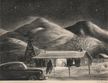 PETER HURD (New Mexico/Pennsylvania, 1904-1984), "The Late Call", 1949., Lithograph, 13.5" x 13.25".