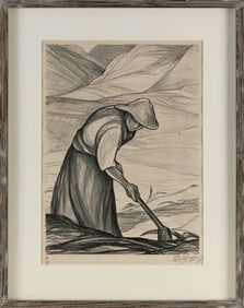 PAUL ESTEBAN (PABLO) O'HIGGINS (Utah/California/Mexico, 1904-1983), Portrait of a farmer., Print on