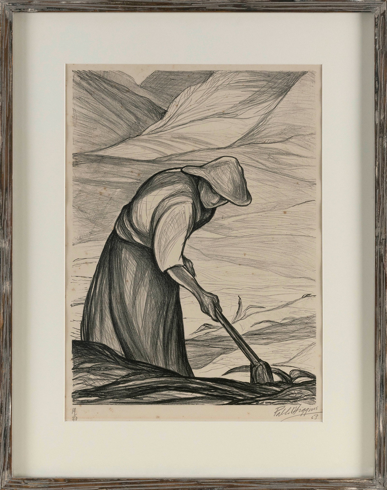 PAUL ESTEBAN (PABLO) O'HIGGINS (Utah/California/Mexico, 1904-1983), Portrait of a farmer., Print on (1 of 2)
