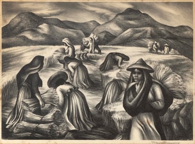 MARION GREENWOOD (New York/Mexico, 1909-1970), "Mexican Harvest"., Lithograph on paper, 10.5" x