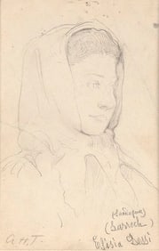 ABBOTT HANDERSON THAYER (New York/New Hampshire, 1849-1921), Portrait of a woman., Pencil on paper,