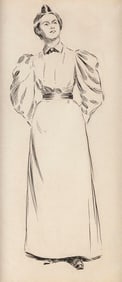 FREDERICK CARL FRIESEKE (New York/Michigan/France, 1874-1939), "Standing Woman"., Ink on paper, 10"