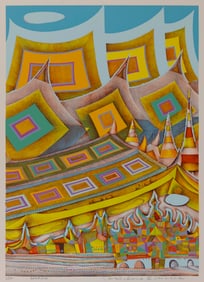 RISABURO KIMURA (Japan/New York, 1924-2014), "Bangkok", 1973., Color lithograph with silkscreen on