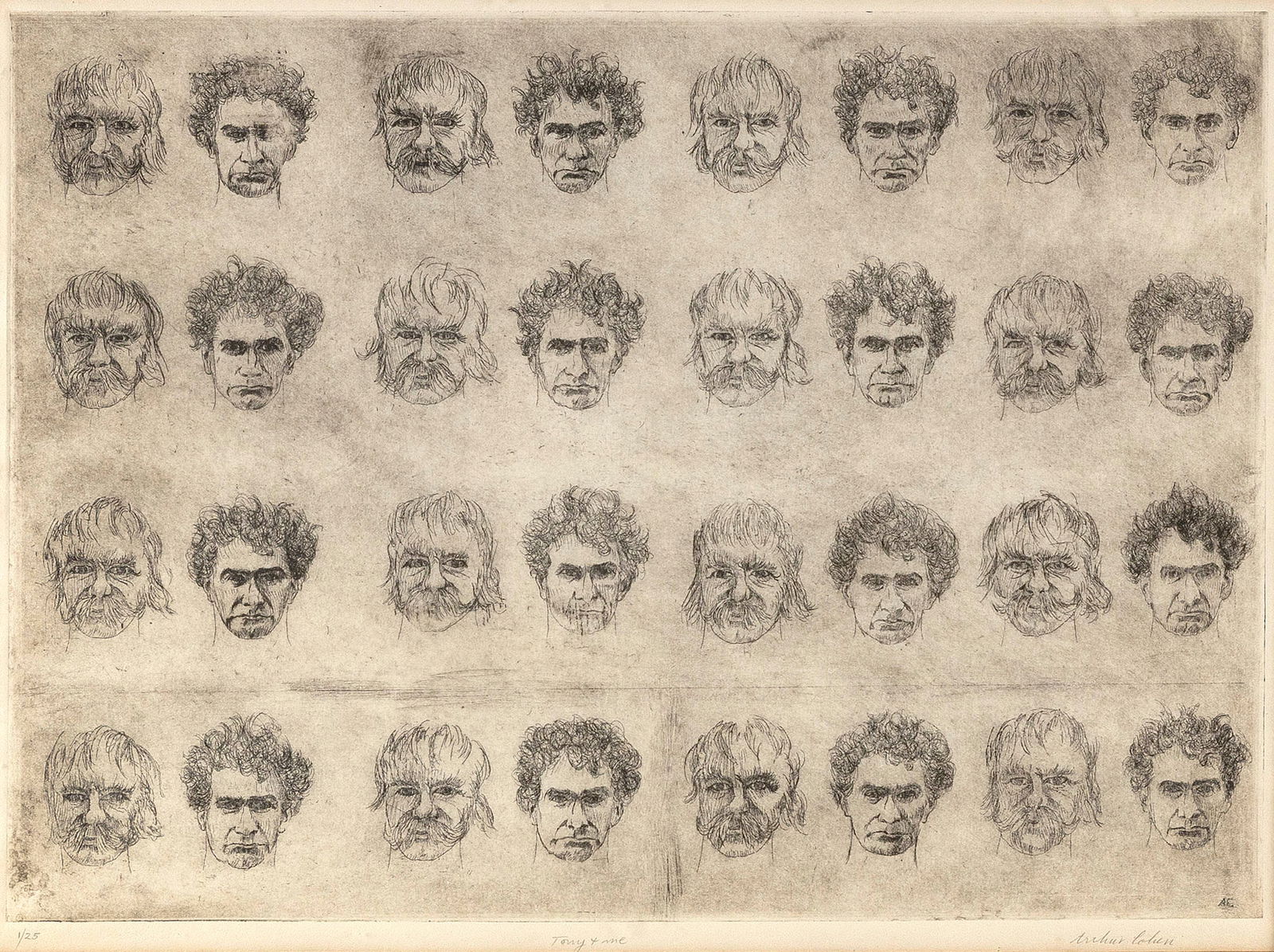 ARTHUR MORRIS COHEN (New York, 1928-2012), "Tony (Vevers) and Me"., Black and white etching on (1 of 2)