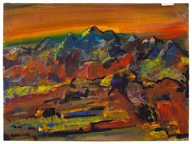 ROBERT NOEL BLAIR (New York, 1912-2002), "New Mex Canyon", 1974., Mixed media on heavy cream wove