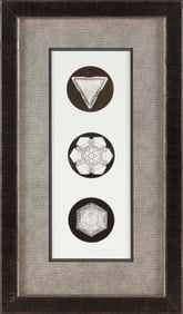 WILSON ALWYN BENTLEY (Vermont, 1865-1931), Three snow crystal studies, circa 1910., Silver print