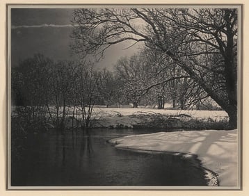 GEORGE H. SEELEY (New York, 1880-1955), "Winter Scene, Snow", 1916., Platinum print, sheet 7.75" x