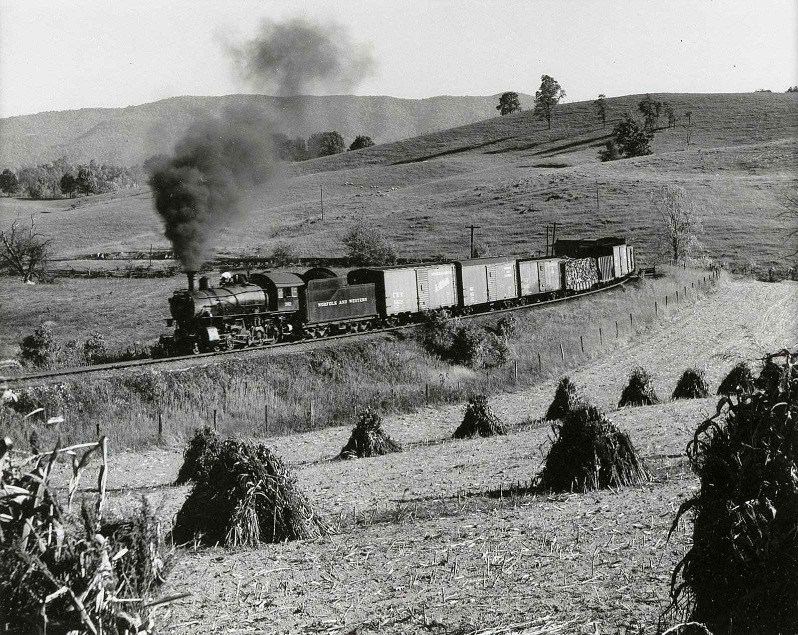 O. WINSTON (OGLE) LINK (New York/Virginia, 1914-2001), "Train 202 Northbound Passes Keller's Field, (1 of 3)