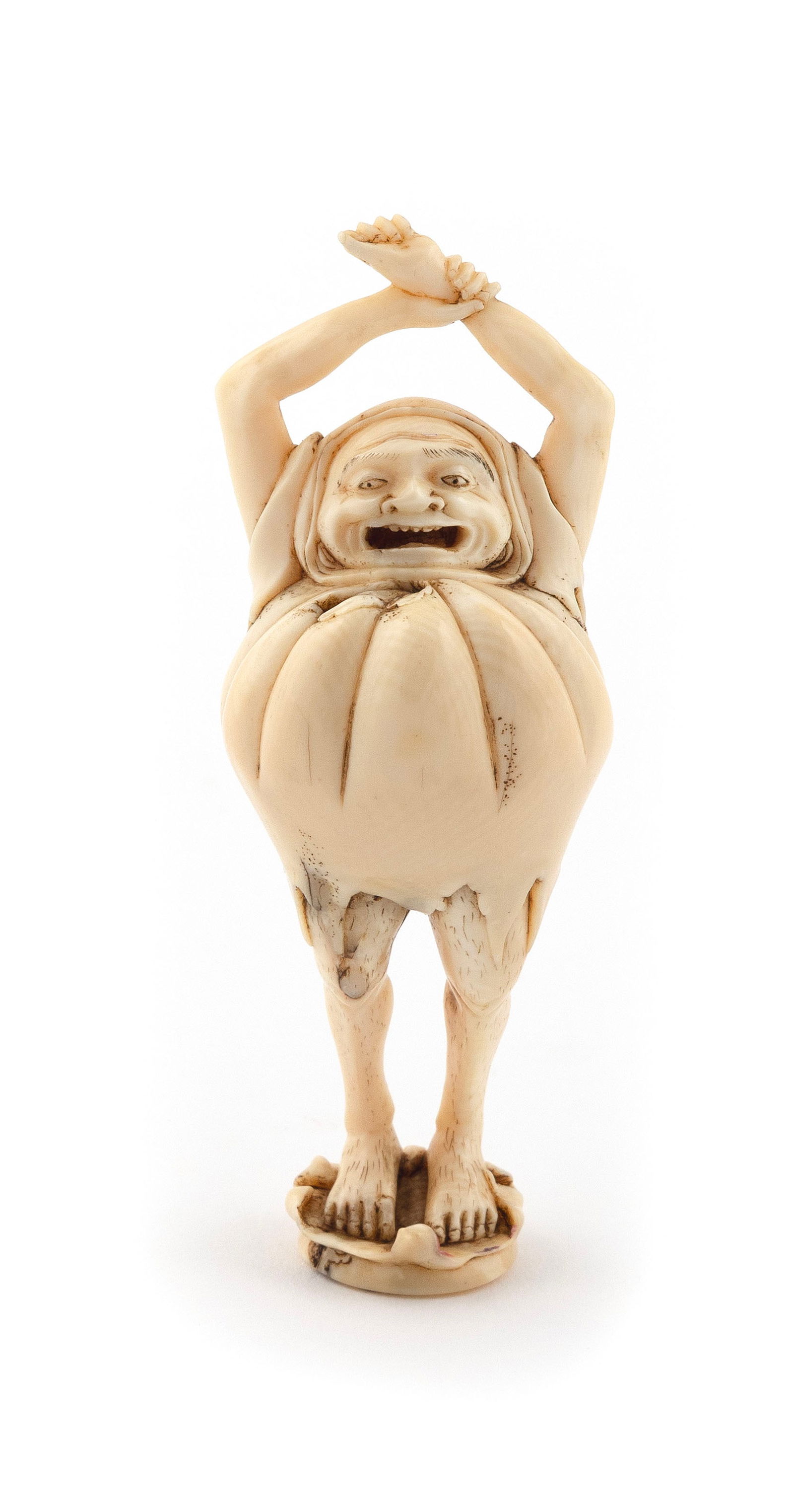 JAPANESE CARVED IVORY NETSUKE BY TOMOTOSHI 19th Century Height 3.5". (1 of 5)