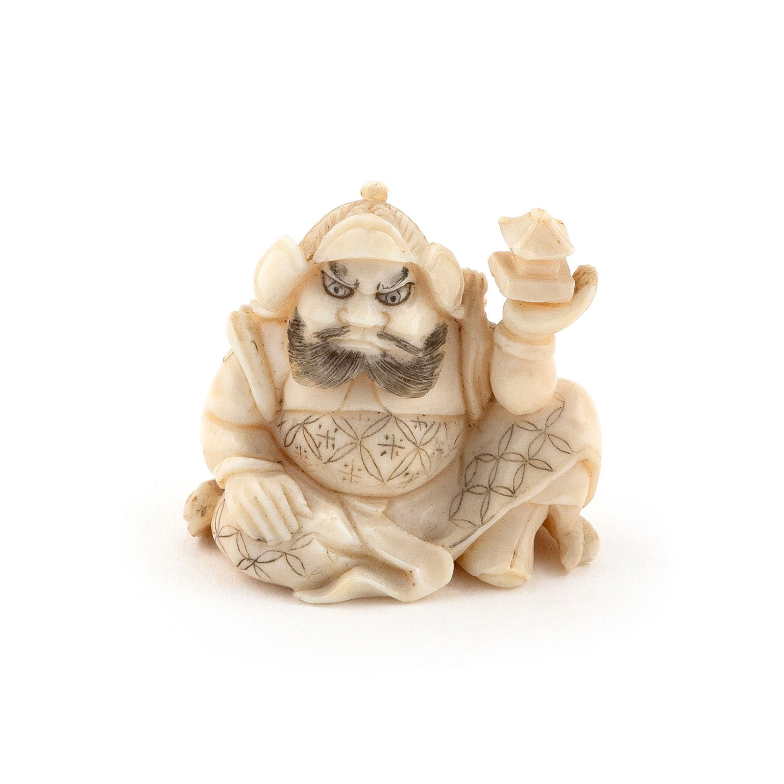 JAPANESE CARVED IVORY NETSUKE BY JOGETSU 19th Century Height 1.25". (1 of 5)