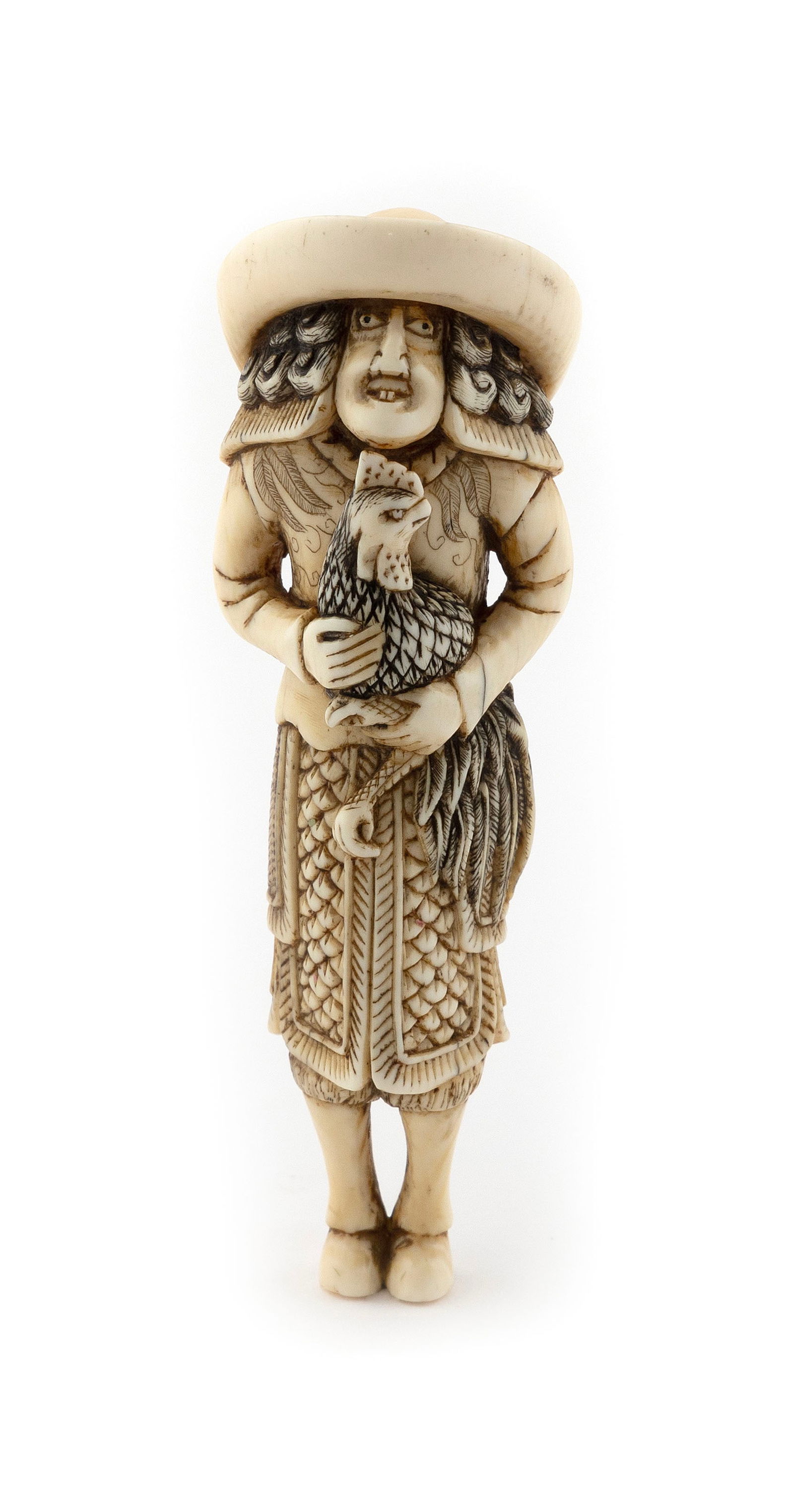 JAPANESE CARVED IVORY NETSUKE 18th Century Height 3.75". (1 of 5)