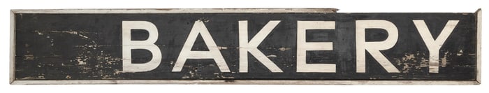 WOOD "BAKERY" SIGN Early 20th Century 14" x 86".