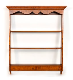 DAVID LEFORT TIGER MAPLE PLATE RACK Massachusetts, Contemporary Height 50.5". Width 43.5". Depth