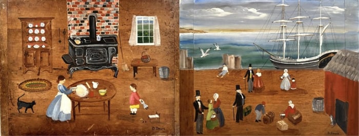 DOROTHY DAVIS (Massachusetts, 1910-1991), Two works:, Oils on board, 20" x 26" and 20" x 26.5".
