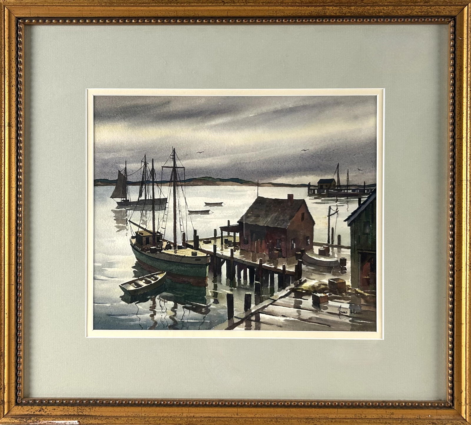 JOHN CUTHBERT HARE (Massachusetts/Florida, 1908-1978), "Fisherman's Dock, Provincetown"., Watercolor (1 of 2)