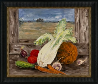 AMERICAN SCHOOL (20th Century,), "Vegetables by the Sea"., Oil on canvas, 25" x 30". Framed 30" x