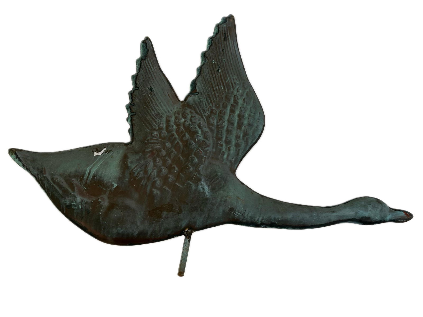 COPPER FLYING GOOSE WEATHER VANE 20th Century Length 29". (1 of 2)