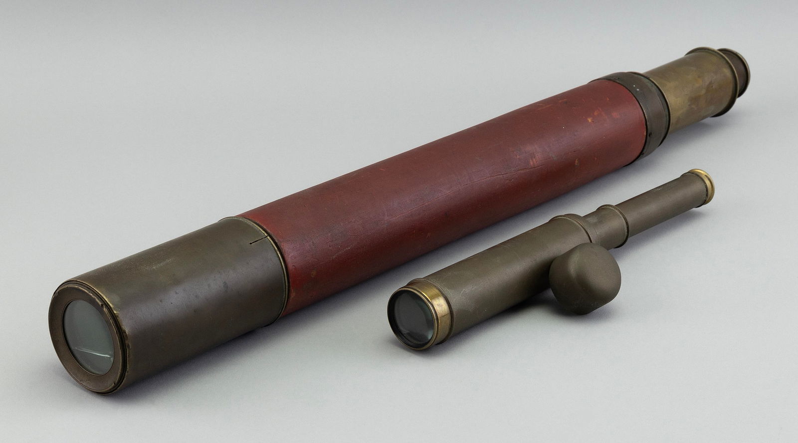 TWO BRASS SPYGLASSES 19th Century Lengths open 15" and 36". (1 of 2)